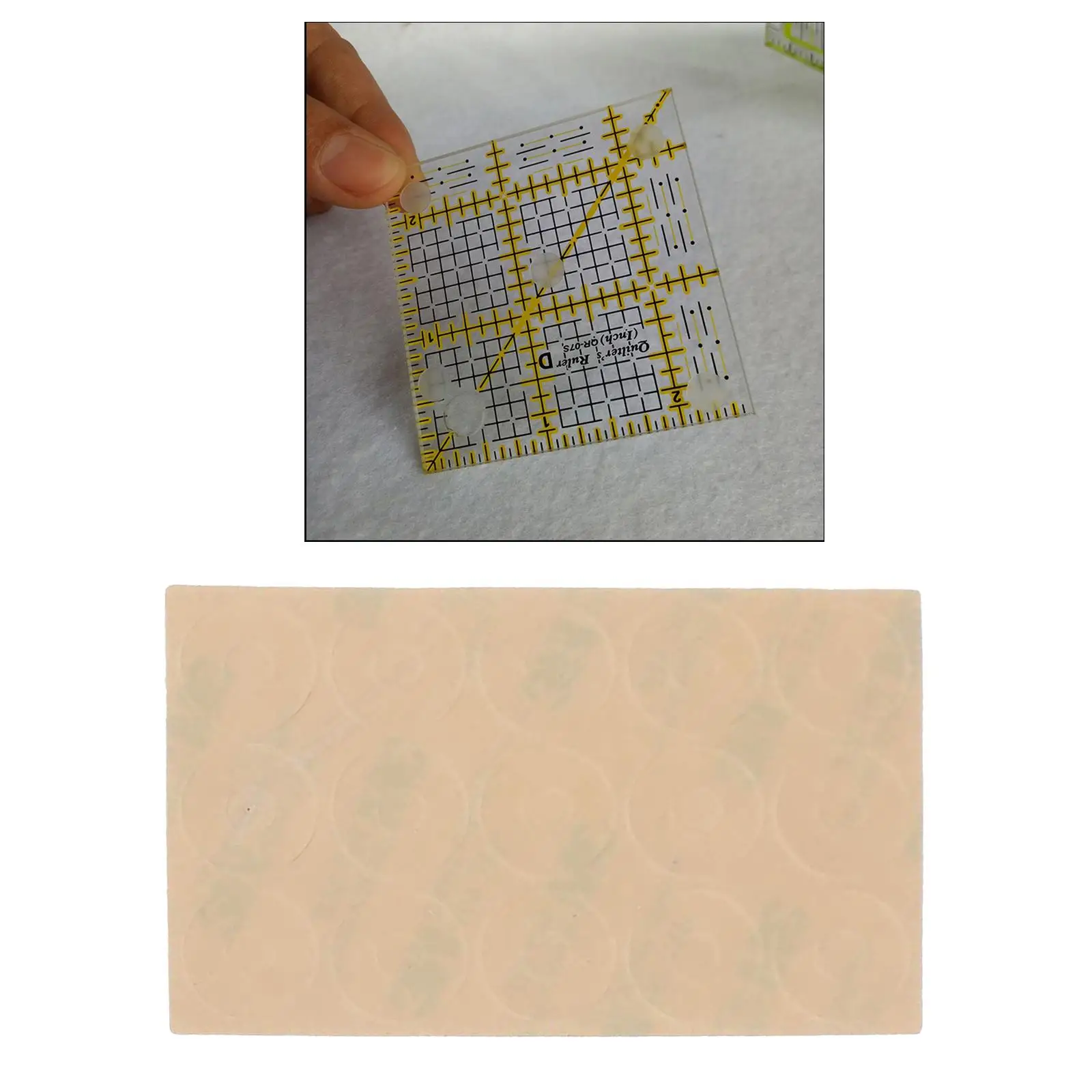 15PCS Adhesive Non-slip Grips for Quilt Templates Ruler Non-slip Adhesive Rings, Semi-transparent, 1 Sheet