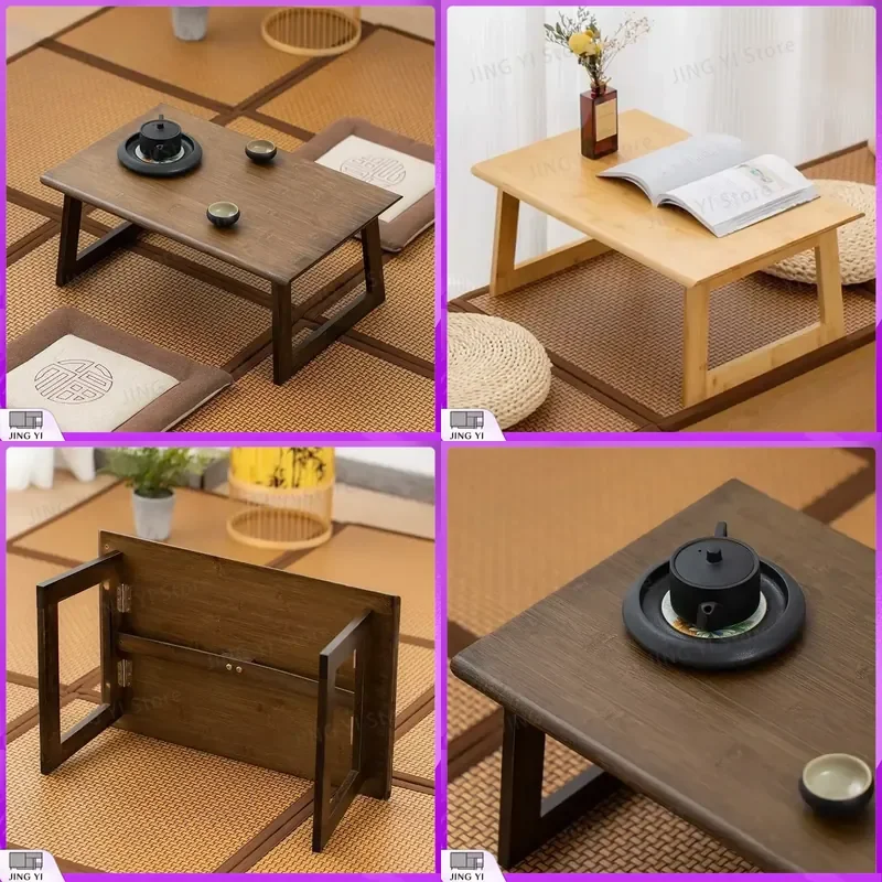 Walnut Wooden Low Coffee Table Floating Desk Small Study Table Tatami Style Window Seat Bedside Table Living Room Furniture