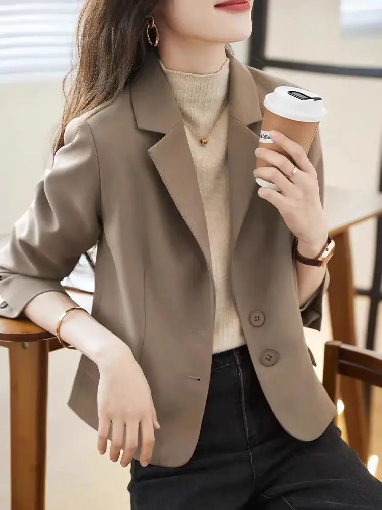 Luxury Women Blazer Tailored Jackets Black Suit Long Sleeve Buttons Spring Autumn Coats Office Ladies Clothing Blouse High-end