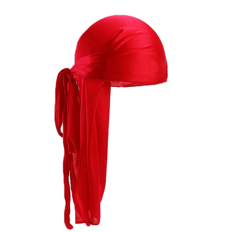 Unisex Seidige Lange Schwanz Durag Piraten Hut Turban Mode Headwraps Kappe Bandana Frauen Männer Kopfbedeckungen Kappen Hijab Haar Zubehör 