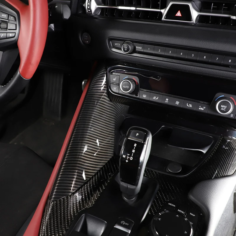 

Для Toyota Supra A90 2019-2022 стиль из углеродного волокна, центральное управление автомобиля, боковая декоративная панель, наклейка, аксессуары для салона автомобиля