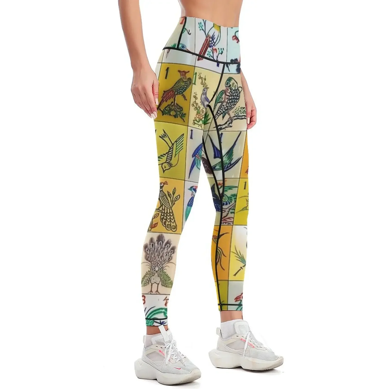 Mah Jongg Birds Collage Leggings for fitness for physical Womens Leggings