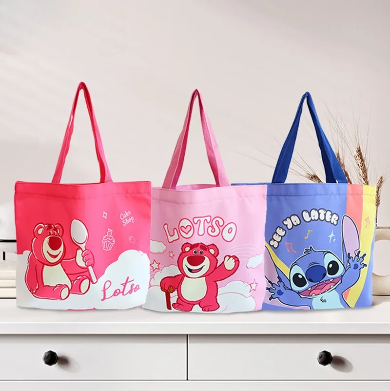 Nowa torba damska Disney o dużej pojemności Fashion Casual Canvas Bag Strawberry Bear Duża torba na zakupy Commuter Handbag