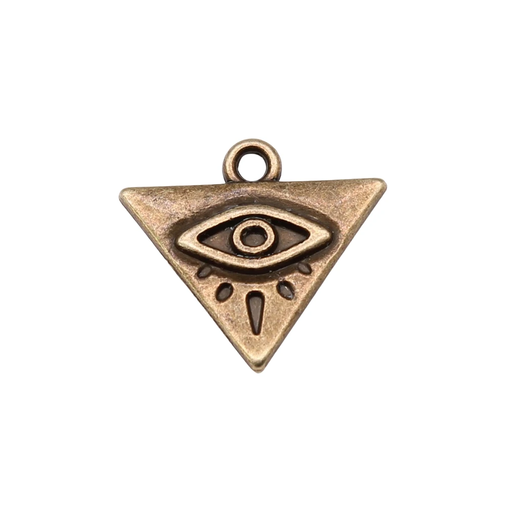 WYSIWYG 20Pcs 14X13มม.โบราณเงินสีสามเหลี่ยมตาCharmsจี้สำหรับเครื่องประดับDIYผลการค้นหาเครื่องประดับ