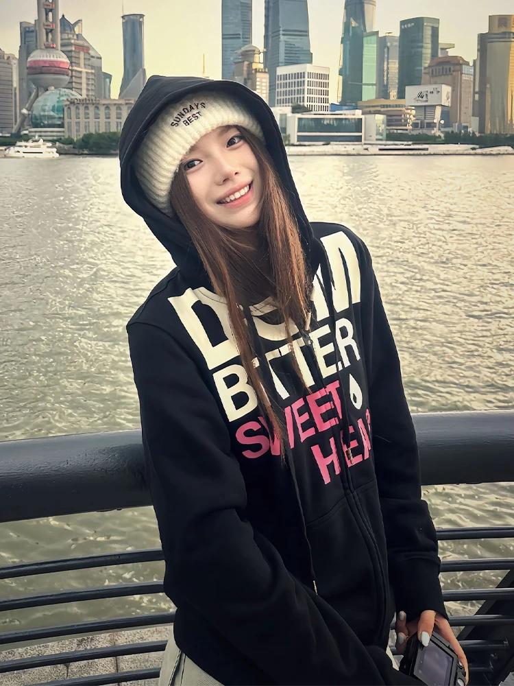 

Мужской осенний кардиган Bla American с капюшоном и буквенным принтом, модный укороченный топ для пар