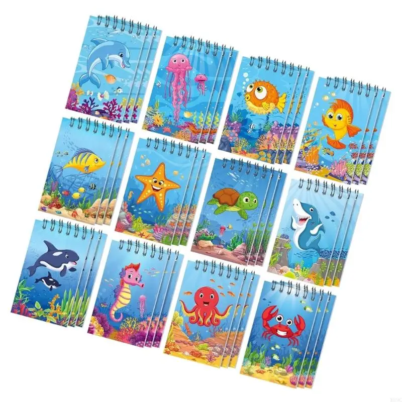 W89C 12pcs Twin Coil Binding Notepbook 30 -страничный карманный блокнот маленький ноутбук для написания рисования.