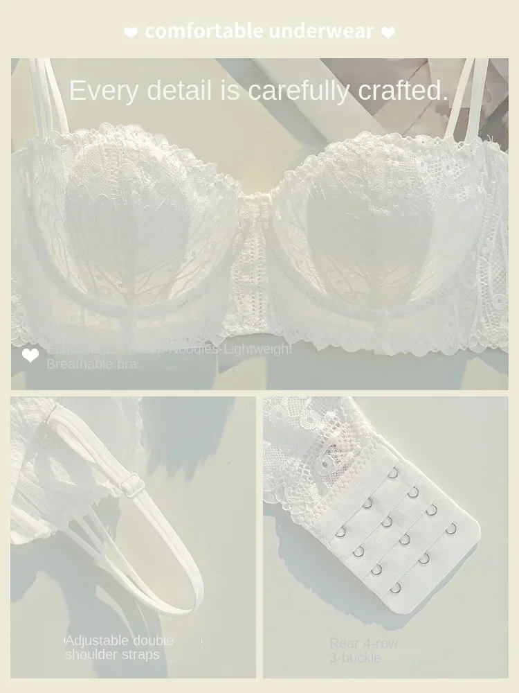 32/34 French Sexy Pure Rabbit Ears Cup Push-up Underwear Female Summer Thin Big Chest Small Chest Tight Anti-sag Lace Bra Cover
