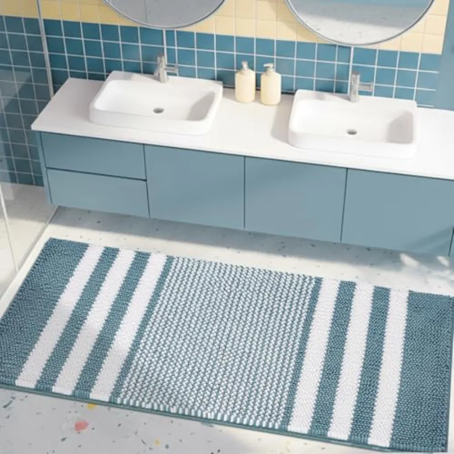 

Коврики для ванной 47x20 дюймов, очень мягкие, впитывающие, из ворсистого шенилла, с нескользящей основой, быстросохнущие, машинная стирка, современный дизайн