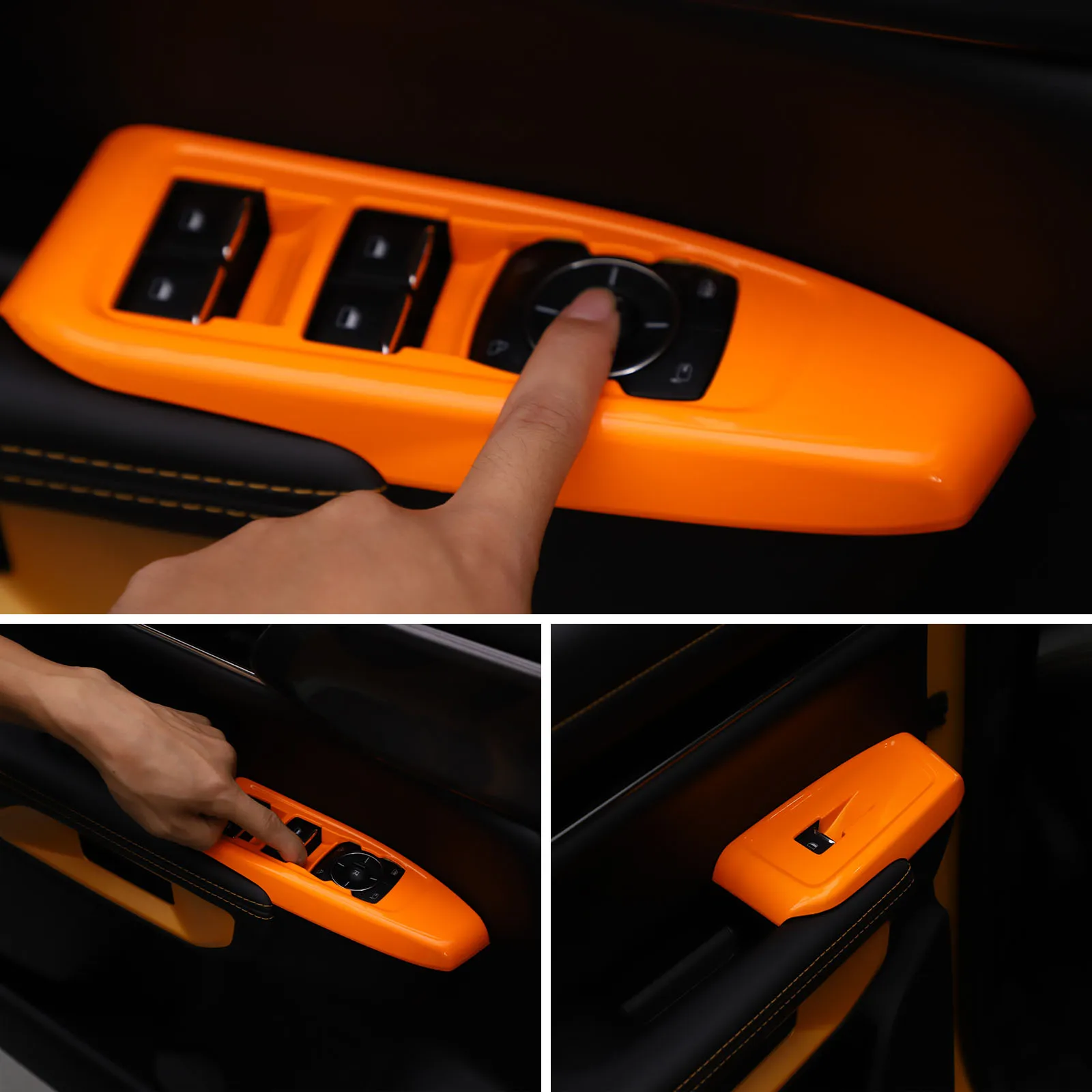 

Suitable For 2023 2024 2025 Ford Ranger Wildtrak T9 ABS Orange Interior Decorative Cover Trim Accessories Kit Stickers