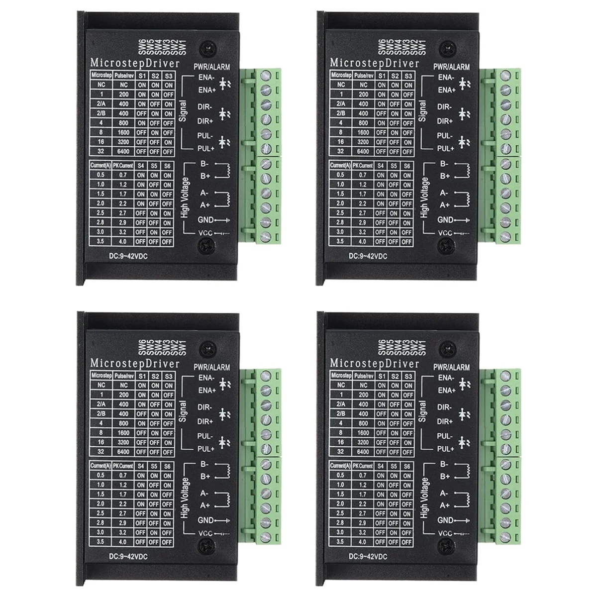 

TB6600 Stepper Motor Drivers, 4Pack 4A Stepper Driver Controller CNC Digital Mini Step Driver for 42/57/86 Stepper Motor