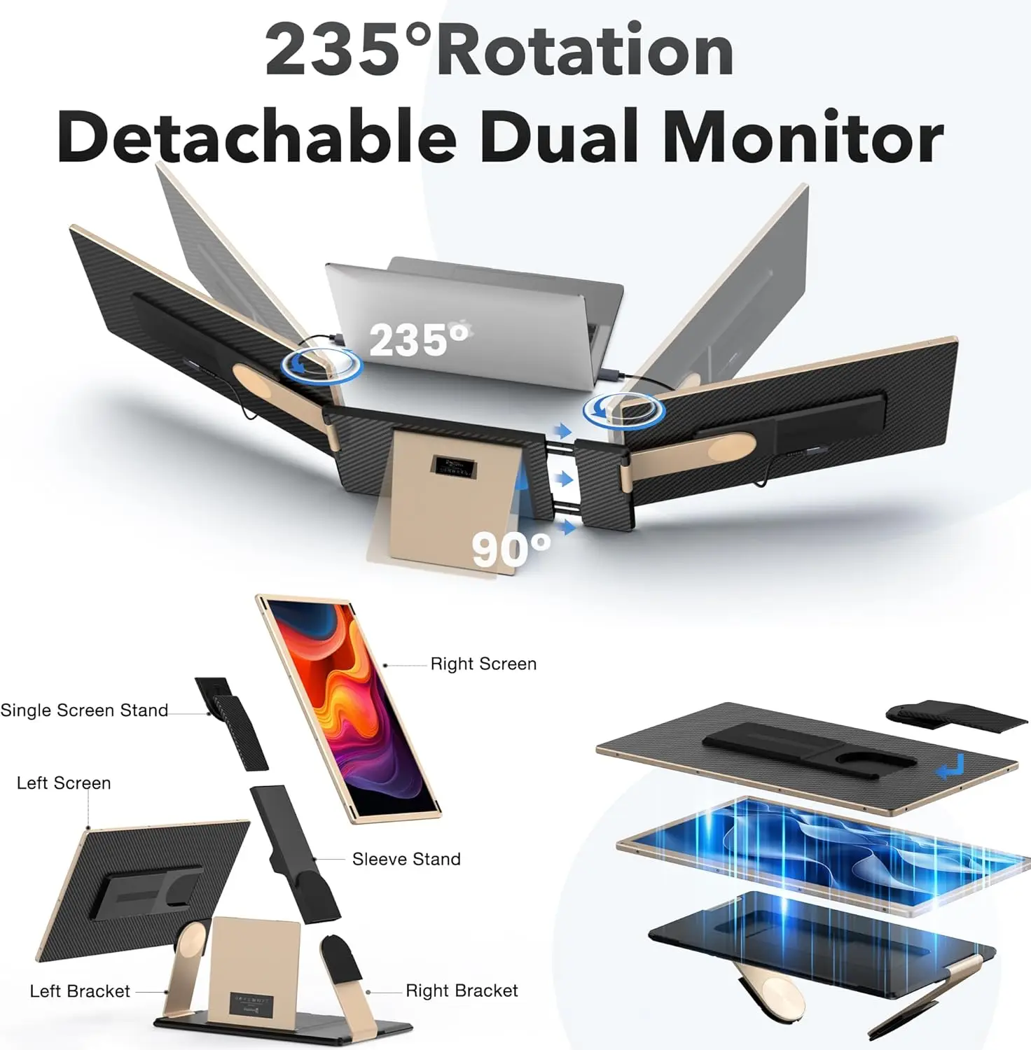 

excellent 2025 Foldable Monitors S6 15.6" 1080P FHD Dual Screen Extender Compatible Mac/Windows Laptop Ultra-Portable Screen Spl