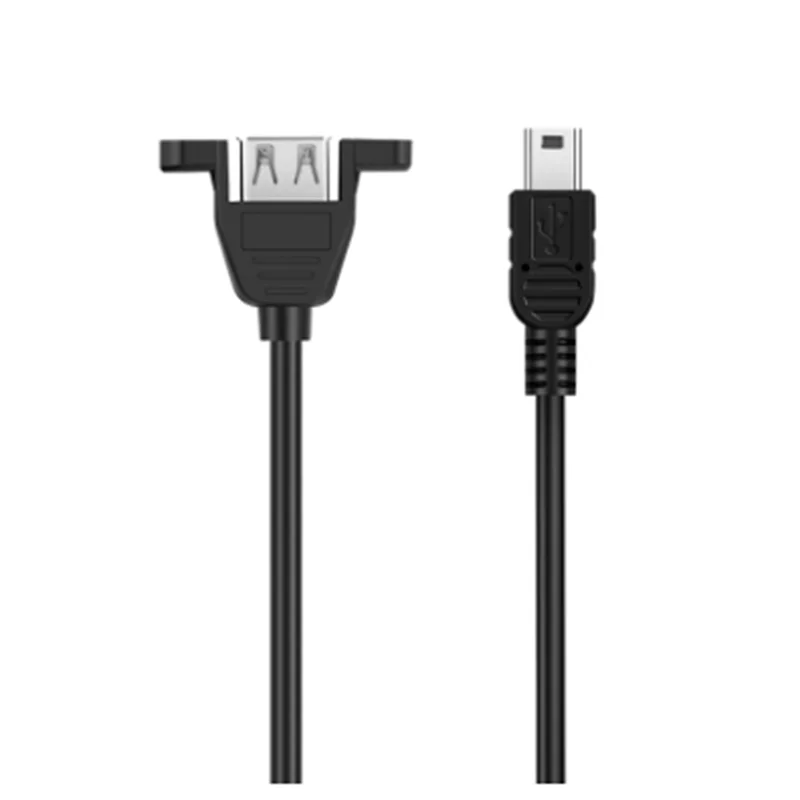 For Computer 30cm Mini USB Male to USB 2.0 Female Extension Cable With Panel Mount Screw Hole Lock Connector Adapter Connector