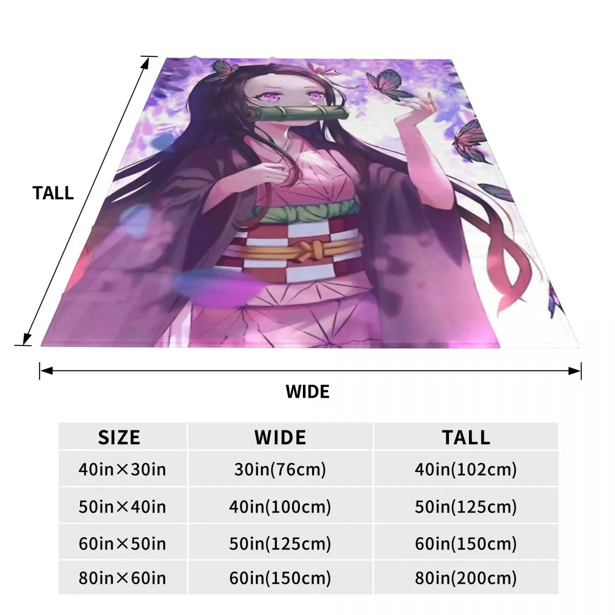 Kawaii Kamado Nezuko Flannel Blanket Demon Slayer Comic Cartoon Bedding Throws for Outdoor Office Bedspread Sofa Bed Cover