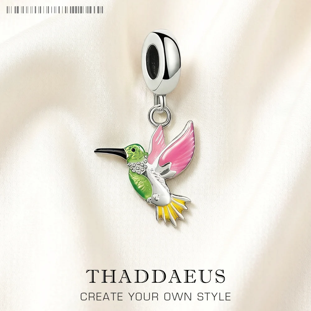 

Colorful Enamel Cute Hummingbird Pendant Charm For Women 925 Sterling Silver Gift High Quality Animal Jewelry
