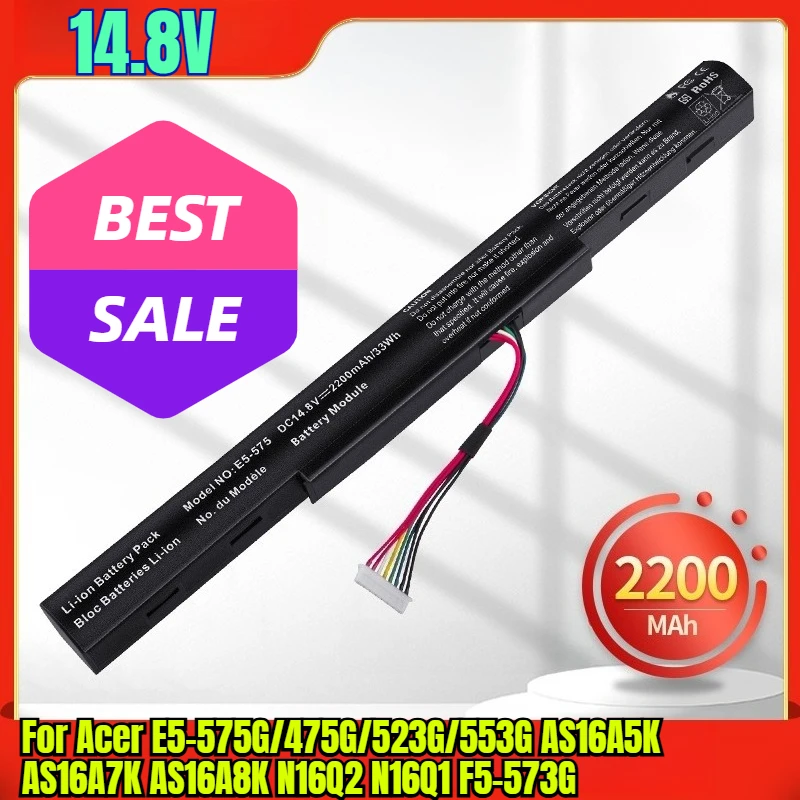 

Аккумуляторы для ноутбуков 14,8 В 2200 мАч для Acer E5-575G/475G/523G/553G AS16A5K AS16A7K AS16A8K N16Q2 N16Q1 F5-573G