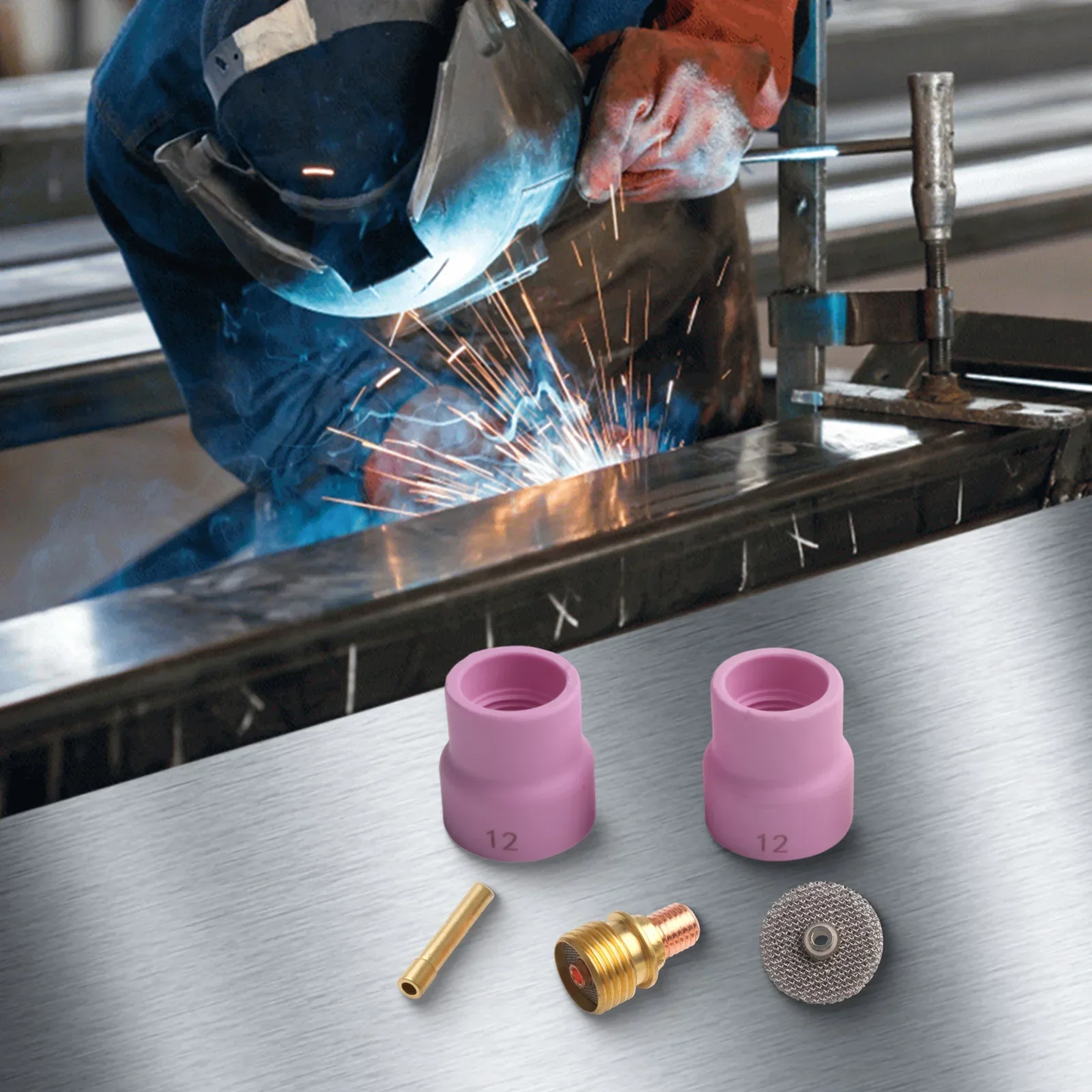 Tazza in ceramica completa tazza in ceramica svasata accessori per saldatura e torce Tig serie 25 20 Kit completo per tazza in ceramica adatto alla maggior parte WP-9