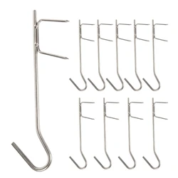 652D 10Pcs Butcher Hooks, Smoking Hooks Set Hooks for Fish Smoking, Fishing Smoking Hooks Set, Stainless Steel Smoking Hooks