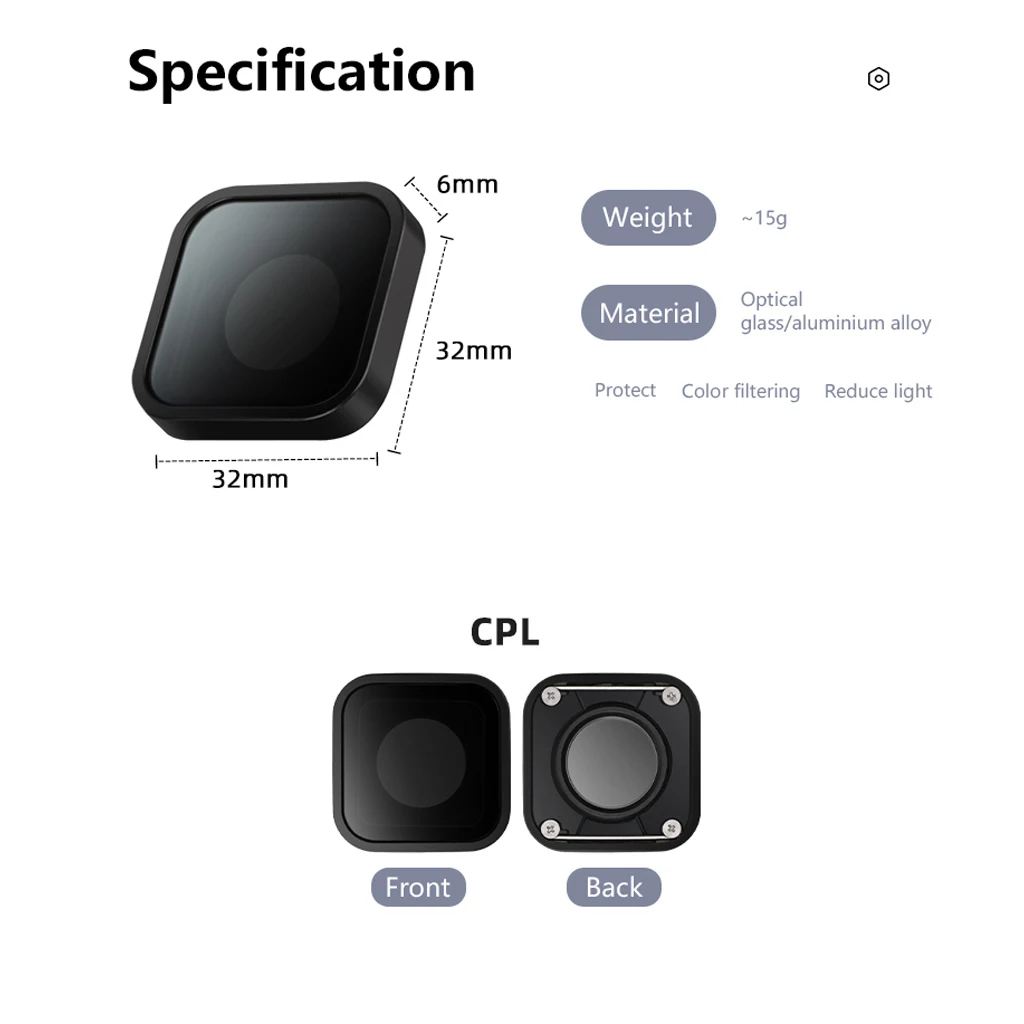 UV-Schutzlinsenabdeckung/CPL Polarisationsfilter für GoPro Hero 13 12 11 10 9 Action-Kamera Outdoor Vlogging Aufnahme Ersatz – Detail 12