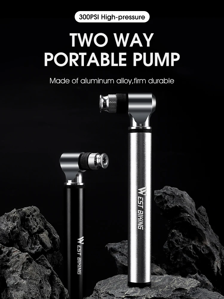 AliExpress West Biking WEST BIKING Portable Bicycle Pump 300PSI High Pressure Bike Air Pump Bike Tire Inflator Schrader Presta Valve Cycling Hand Pump