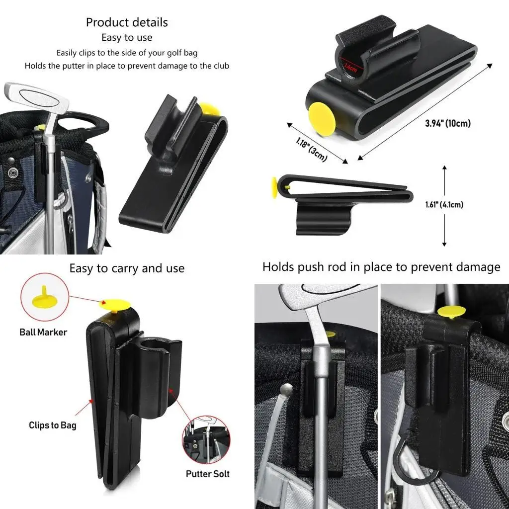 

Y1UC Golf Putting Clip Golf Club Bag Clips On Putter Clamp Holder Durable