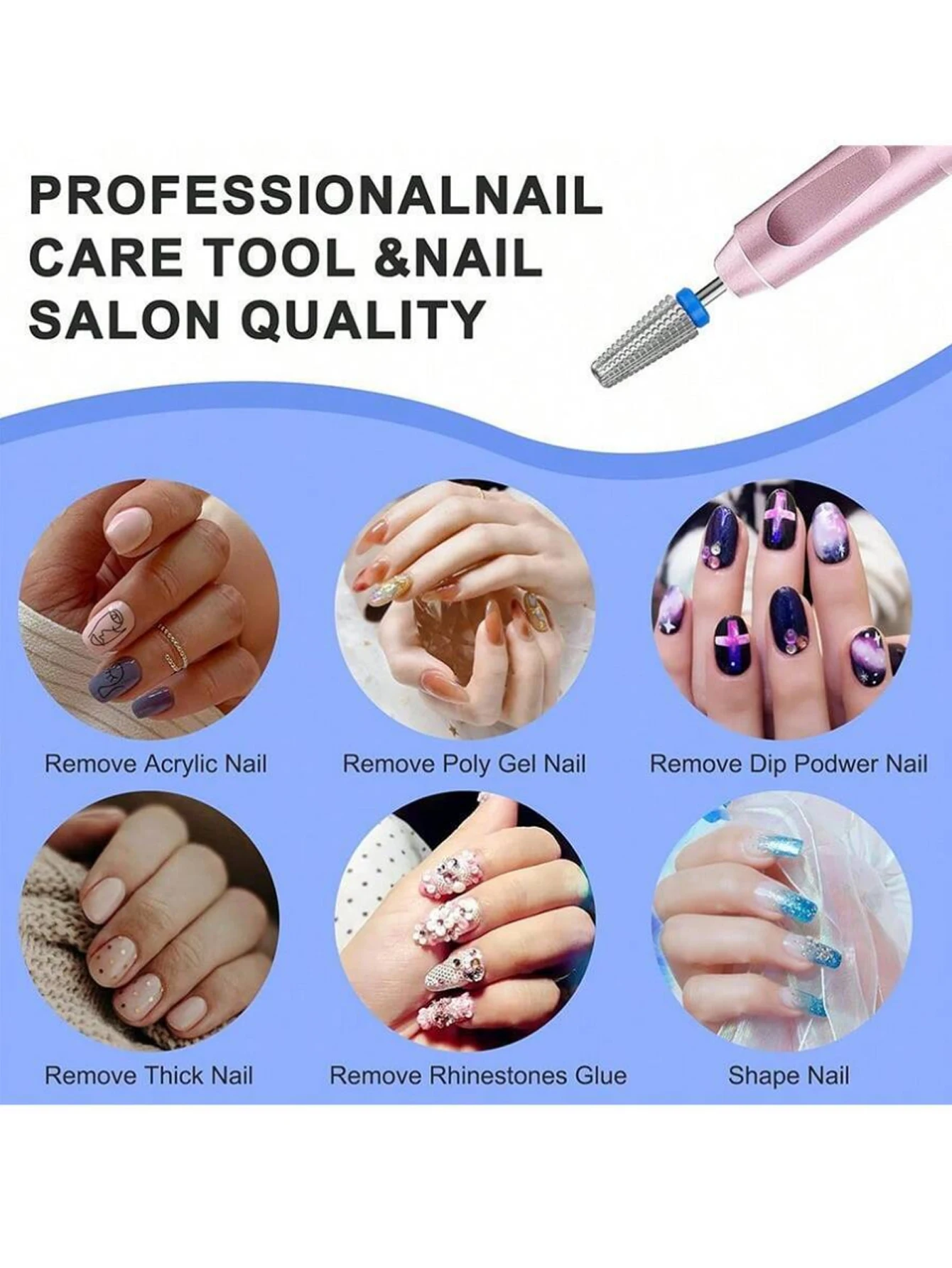 3/32 Zoll 5-in-1 professionelle Hartmetall-Nagelbohrer-Sets mit Koffer – Detail 3