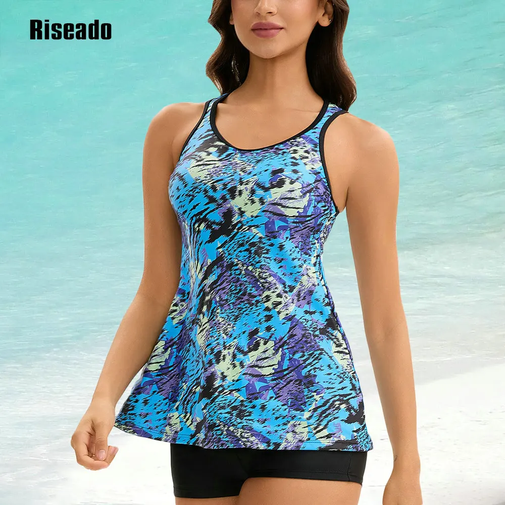 Summer Modest Tankini Swimsuits for Women 2025 Two Piece Bathing Suits with Sporty Boy Shorts for Tummy Control