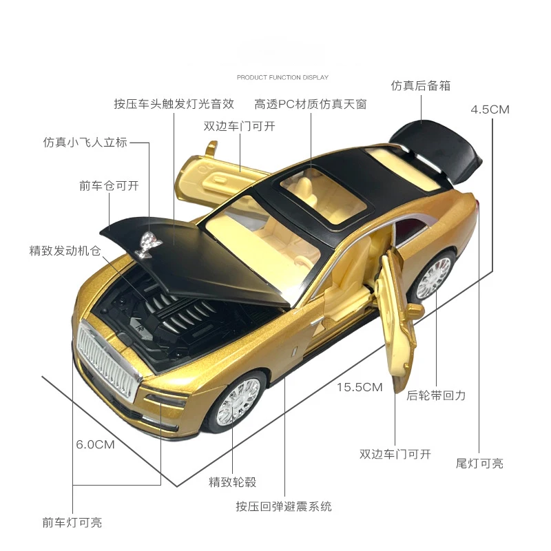 1:32 Rolls Royce Spectre Alloy Model Car Toy Diecasts Metal Casting Sound and Light Car Toys For Children Vehicle