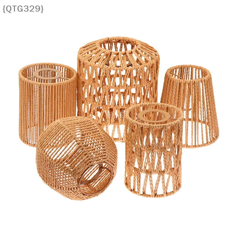 Vintage Single Piece Lampshade, Handmade Woven Light Fixture in Simulated Rattan for Living Room, Bedroom, Hotel