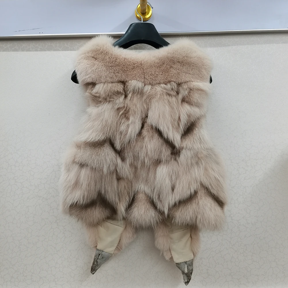 2024 Women Luxury 100% Genuine Real Fox Fur Vest Natural Soft Fox Fur Sleeveless Jacket New Lady Quality Warm Real Fox Fur Gilet