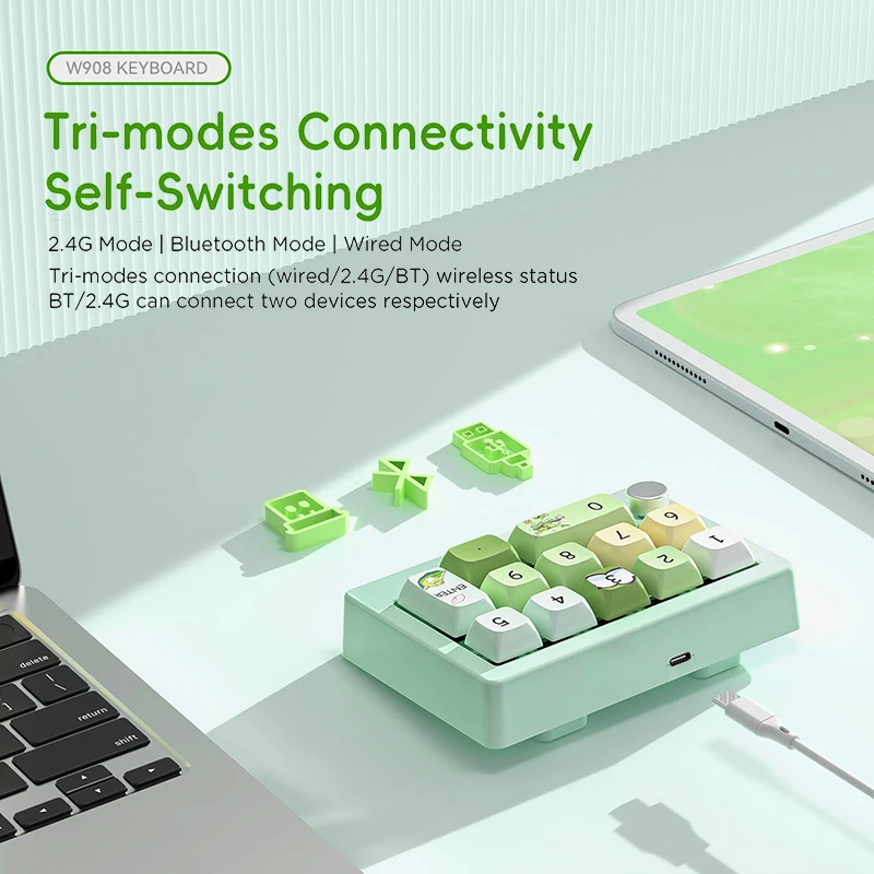 Teclado mecánico retroiluminado para juegos, teclas intercambiables en caliente, trimodo BT, inalámbrico, RGB, teclado de programación para escritorio/portátil