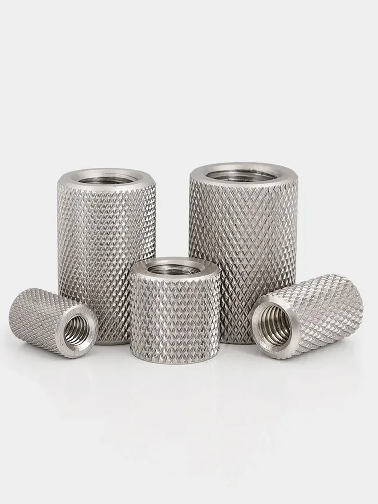304 Stainless Steel Extended Cylindrical Flat Head Knurled Hand Screw Nut Mesh Nut Adjustment Nut M2 M2.5 M3 M4 M5 M6 ~M16