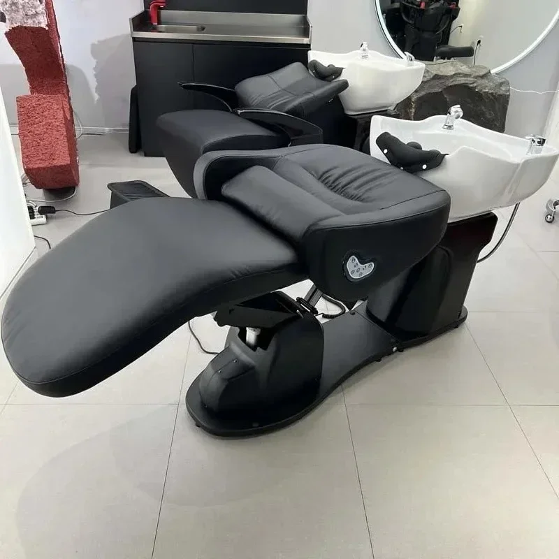 TTElectric Shampoo Bed Barber Shop Massage Bed Barber Shop Semi-reclining Flush Bed Ceramic Basin