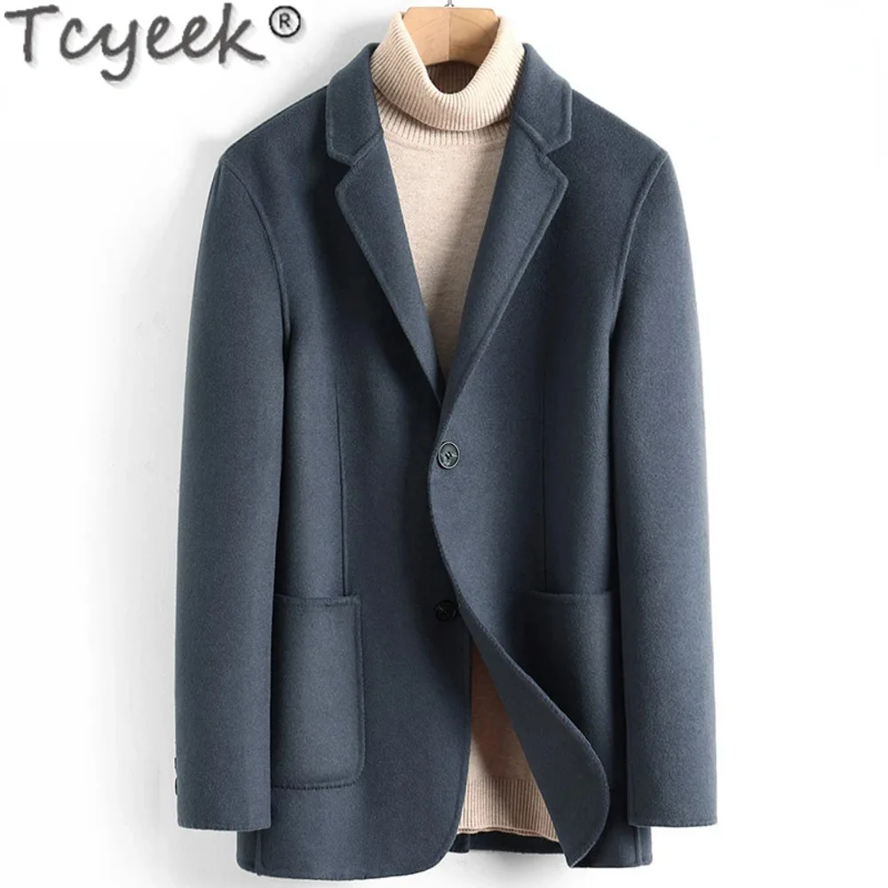 

Winter Tcyeek Clothing Double Face Woolen Short Men's Wool Coat Slim Fit Jacket Suit Man Abrigo Invierno Hombre