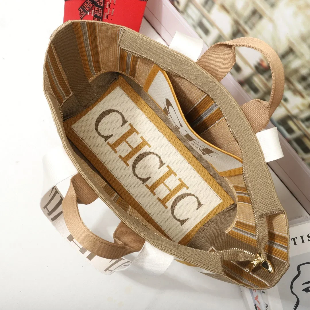 Sac fourre-tout pour femmes, Design à rayures simples, sac à bandoulière avec lettres imprimées, grande capacité, Style de banlieue classique pour dames