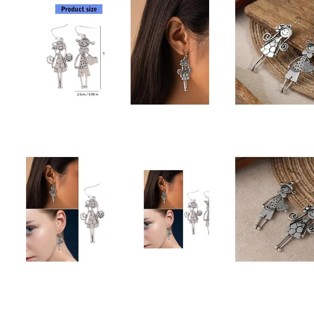  Minimalists Heart Dangle Earrings Portable Designs Sturdy Alloy for Matching Various Outfits
