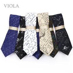 100%Cotton 8cm Tie Math Sciences Astronomy Physical Chemistry Men College Academy Institute School Cosplay Gift Cravat Accessory