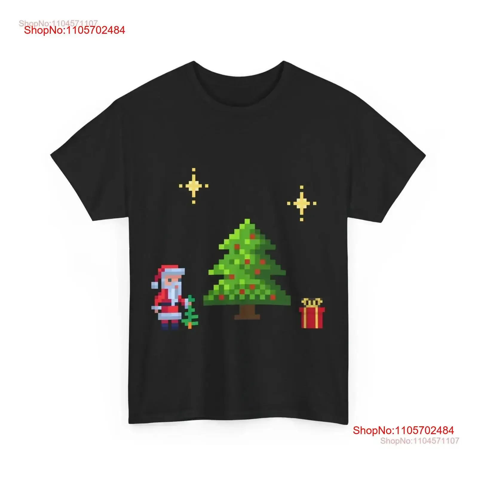 Men's Christmas Pixel Art T Shirt Festive Holiday Top Xmas vintage Washed Versatile Unisex Soft Slightly designer clothes