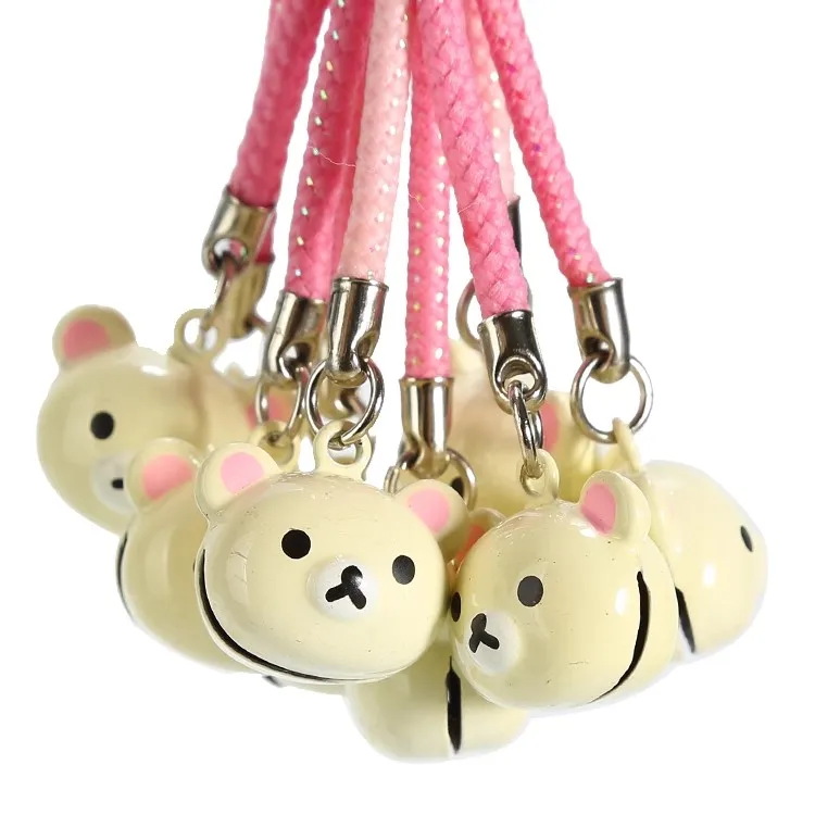 Rilakkuma Korilakkuma Bear Small Bell Keychain Mini Kawaii Cute Phone Keychains Mascot Cartoon Anime Key Chain Ring