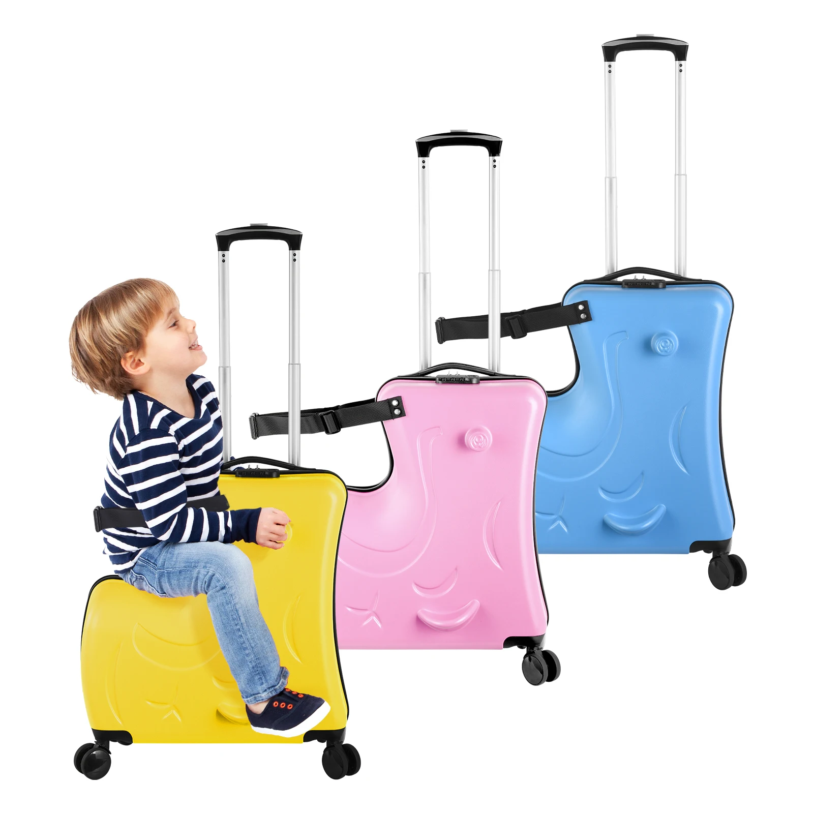 

Kids Ride on Luggage Toddler Luggage Seat Ride on Kids Travel Suitcase with Safety Belt, Wheels for Toddler Airplane Travel