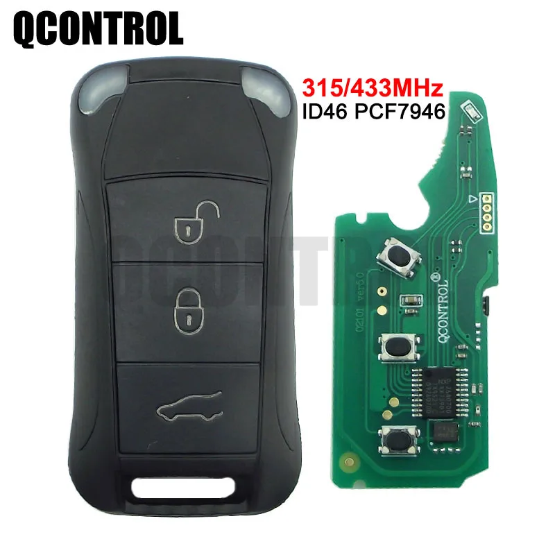 QCONTROL 3 Buttons Flip Remote Car Key Fob 433MHz  For Porsche Cayenn Net PCF7946A 2004 2005 2006 2007 2008 2009 2010