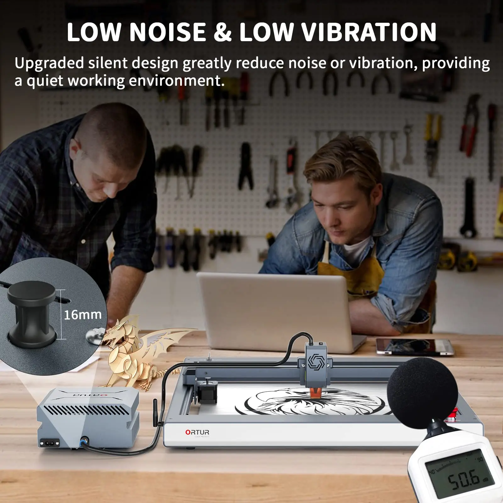 ORTUR AP1.0 Air Assist for Laser Cutter Powerful 0-50L/min Air Pump Compressor Laser Module Protection Fast and Deep Cutting