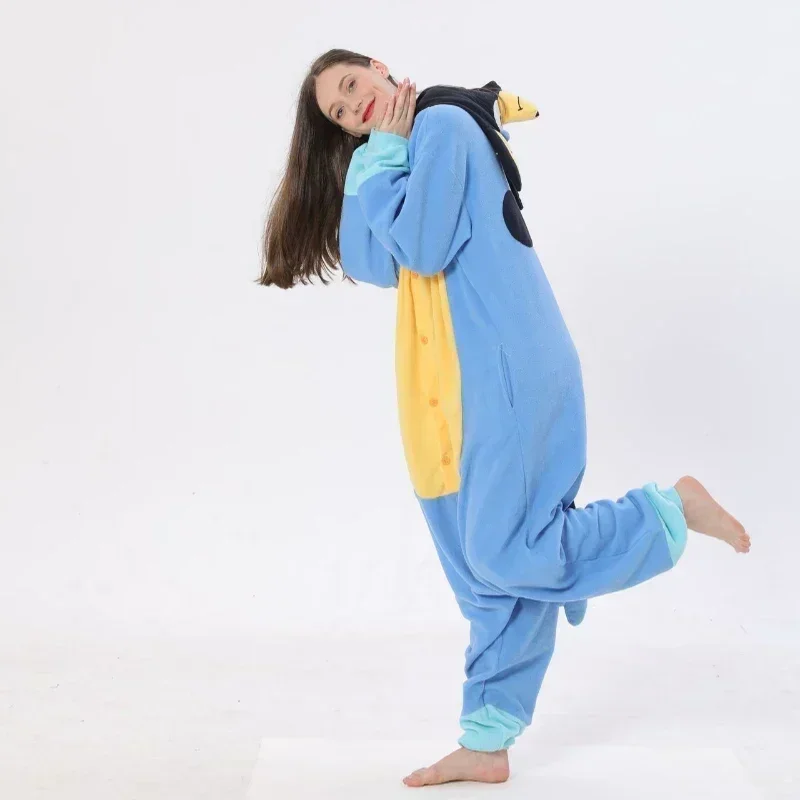 Cartoon Bluey Pajamas Onesies Adult One-Piece Pijama Cartoon Jumpsuit Full Body Sleepwear Fleece Anime Cosplay Costume