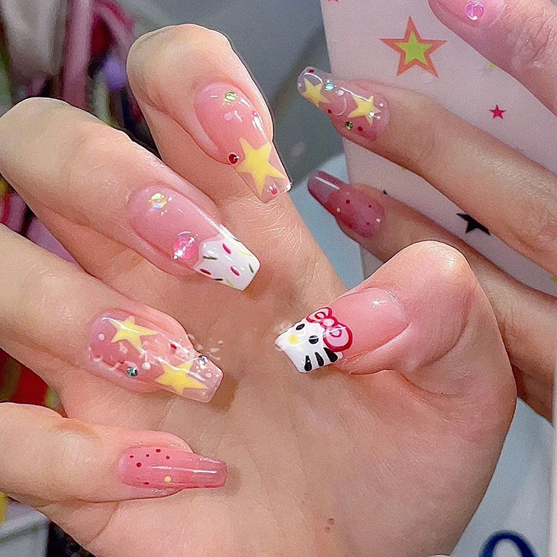 

Cartoon Sanrio Wear Nail Patches Hello Kittys Accessories Cute Beauty Kawaii Anime Decoration Handmade Removable Toys for Girls