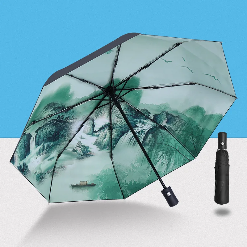 Fully Automatic Umbrella Sun Rain Women Umbrella Parasol Folding Sun Umbrella Dual-purpose Rain Umbrella Easily Store Parasol