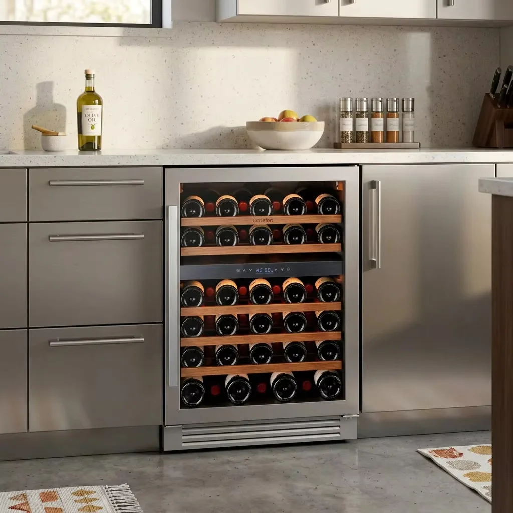 160L Dual Zone Wine Cooler 52 Bottles Wine Refrigerator Electronic Temperature Control 3‑Color LED Light Odor Remover ETL Certified Home Bar Wine Fridge