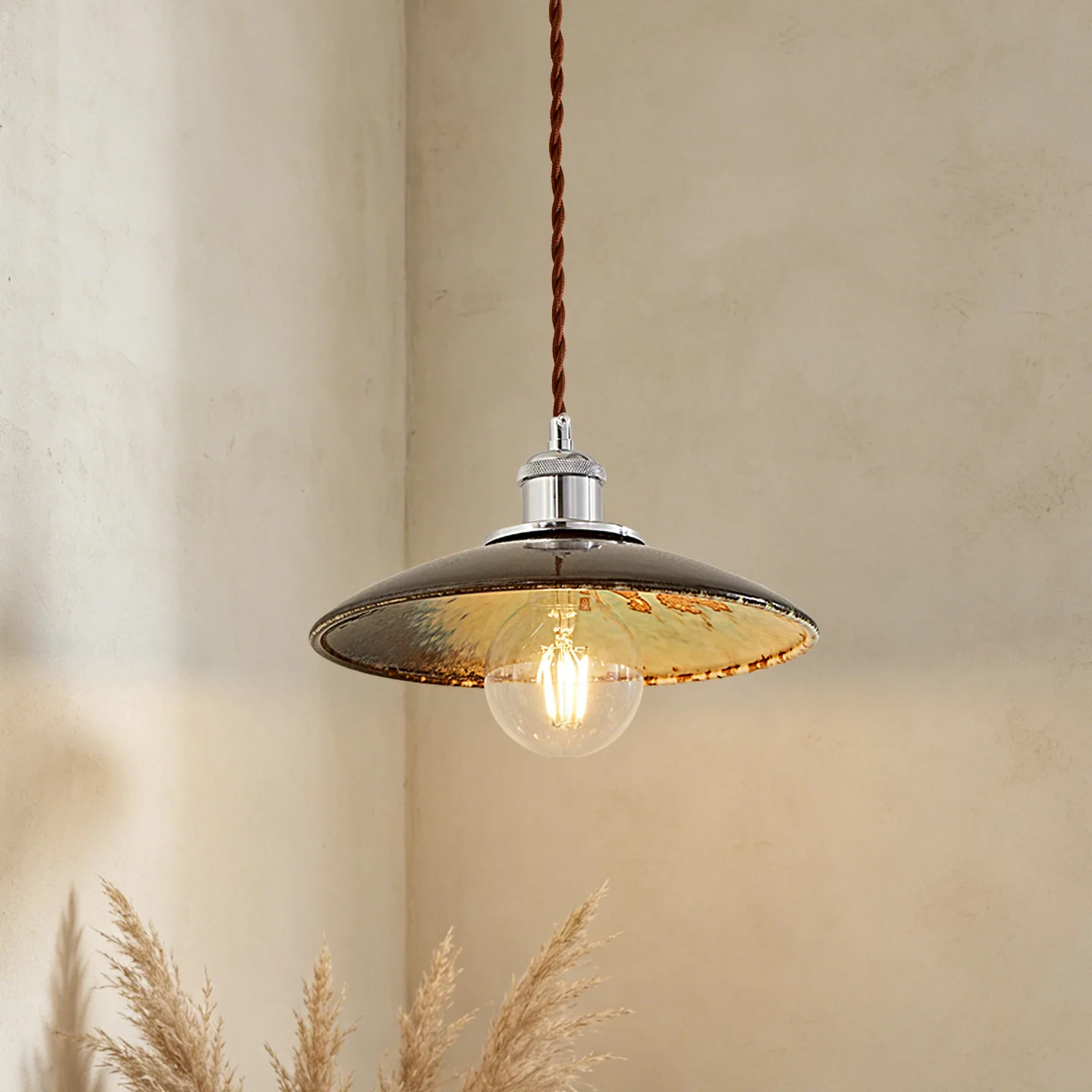 Wabi-sabi wind ceramic small chandelier designer original retro restaurant bar light Japanese-style homestay