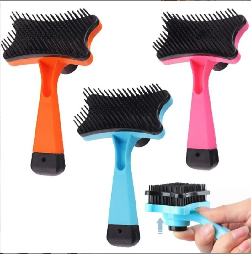 Dog Brush Cat Grooming Brush Self Cleaning Static Free Massage Comb Stable Thicker Bristles Pet Supplies To Remove Loose Fur