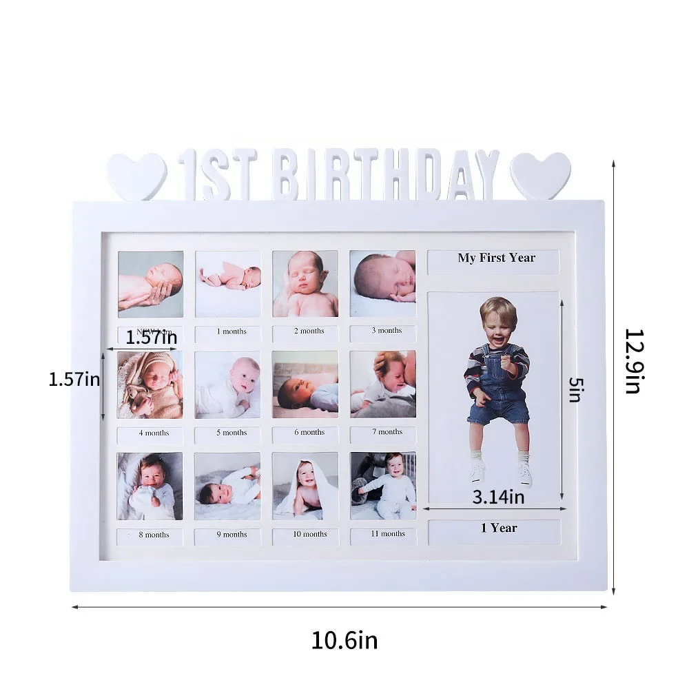 1ST BIRTHDAY Baby Creative 12 Months Growth Record Photo Frame Birthday Party Memorial PP Plastic Photo Frame Baby Photo Frame