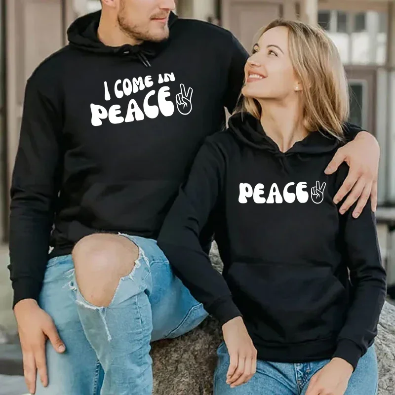 

Matching Couple Hoodies I COME IN PEACE I’M PEACE Men Women Long Sleeves Casual Fleece Sweatshirt Y2K Hoodie Fashion Couples Top