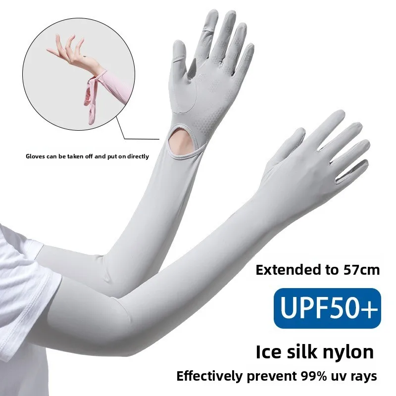 Sunscreen gloves, women's UV resistant ice sleeves, ice silk gloves, cycling thin, outdoor driving with touch screen